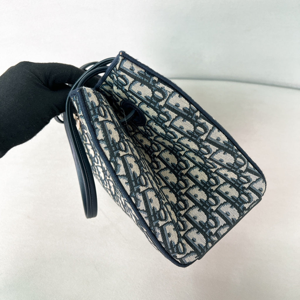 DIOR Small Dior Promenade Shopping Bag Blue Dior Oblique Jacquard #376636