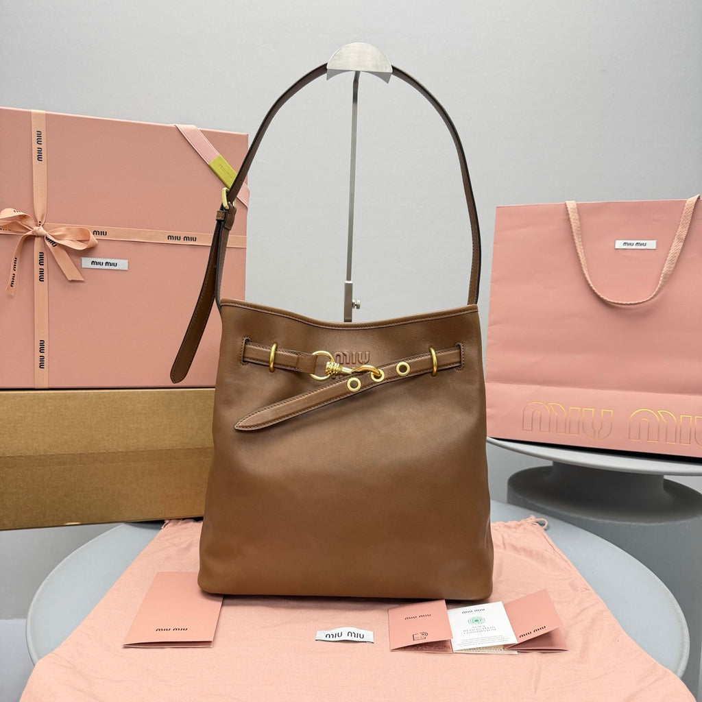 MiuMiu Oak Aventure Nappa Leather Bucket Bag #378368