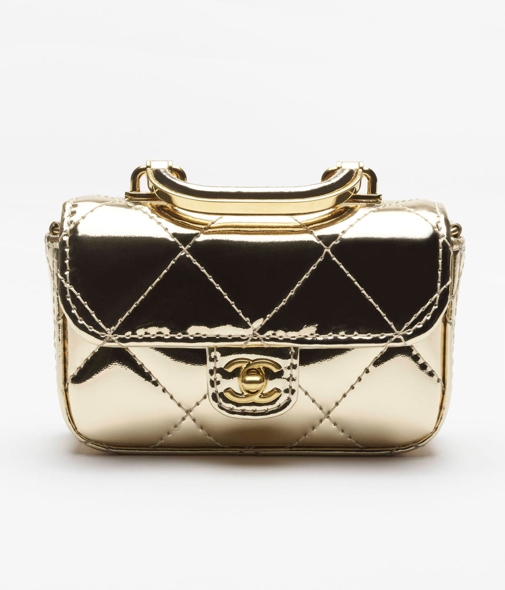 Chanel Small Clutch With Chain Mirror Calfskin Metal #375531