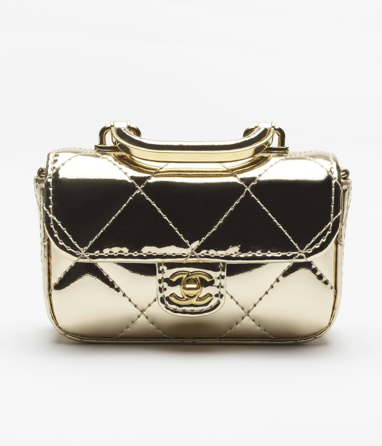 Chanel Small Clutch With Chain Mirror Calfskin Metal #375531