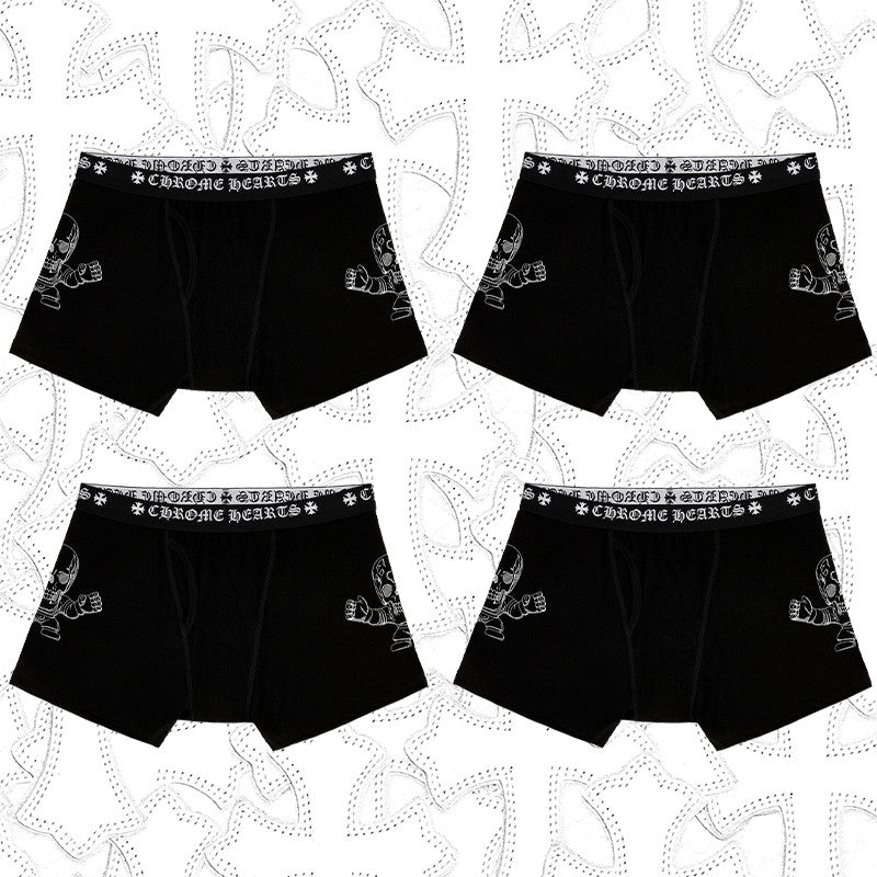 NlGO Chrome Hearts Men's And Women's Pure Color Sanskrit Print Cotton High Elasticity Boxer Briefs Underwear #77394