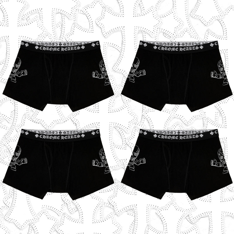 NlGO Chrome Hearts Men's And Women's Pure Color Sanskrit Print Cotton High Elasticity Boxer Briefs Underwear #77394