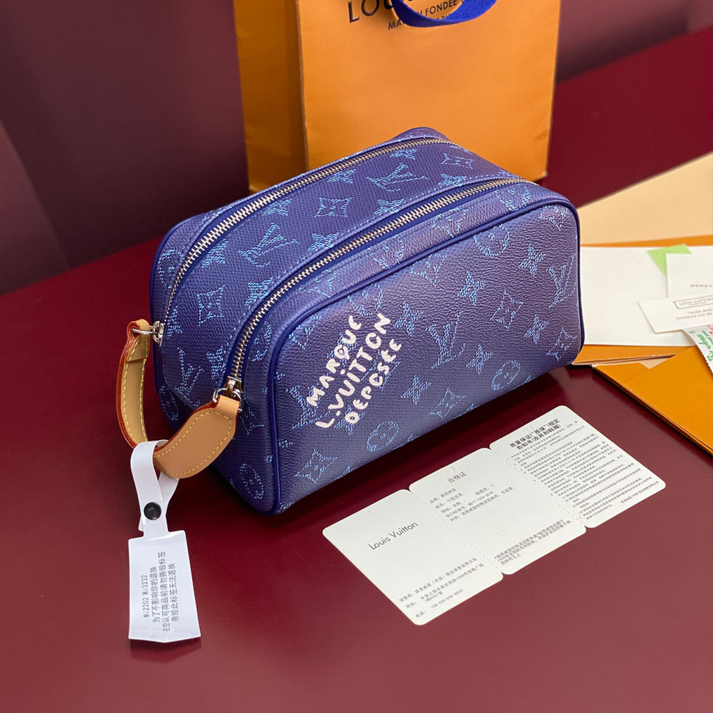 LOUIS VUITTON DOPP KIT Mini Toiletry Bag Monogram Heritage Canvas Zipper Mini Wallet Bag Bags  #82262A