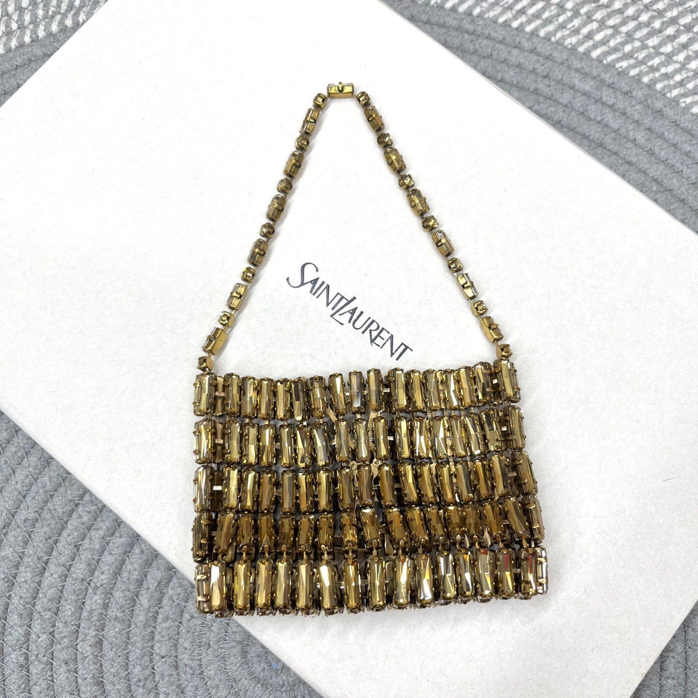 SAINT LAURENT Women's EVENING Crystal-Inspired Handbag Bag Limited Edition Sparkling Crystal Clutch Mini Chain-Strap Underarm Tote Bags #193642