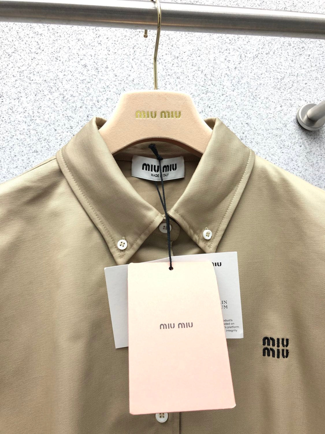 MiuMiu Men's Women's Spring & Autumn Twill Cotton Logo Embroidery Solid Color Single Breasted Long Sleeve Jacket Coat #81282