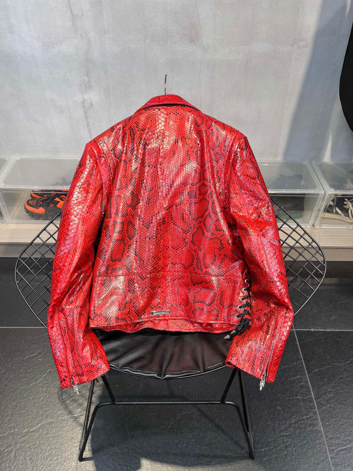 Chrome Hearts Scale Biker Leather Jacket #96638
