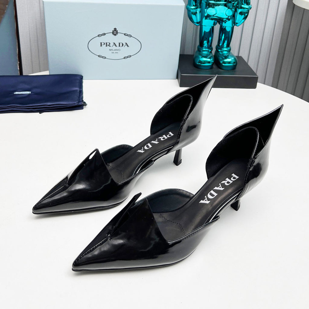 Prada Two-tone Brushed Leather Pumps Fashionable And Luxurious Pointed-toe High Heels  Shoes With Elegant Heel Height Of 5.5 Cm #81395