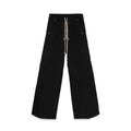 Rick Owens Men's Spring & Fall Black Multi-Pocket Drawstring Zipper Wide Leg Flared Pants #76955