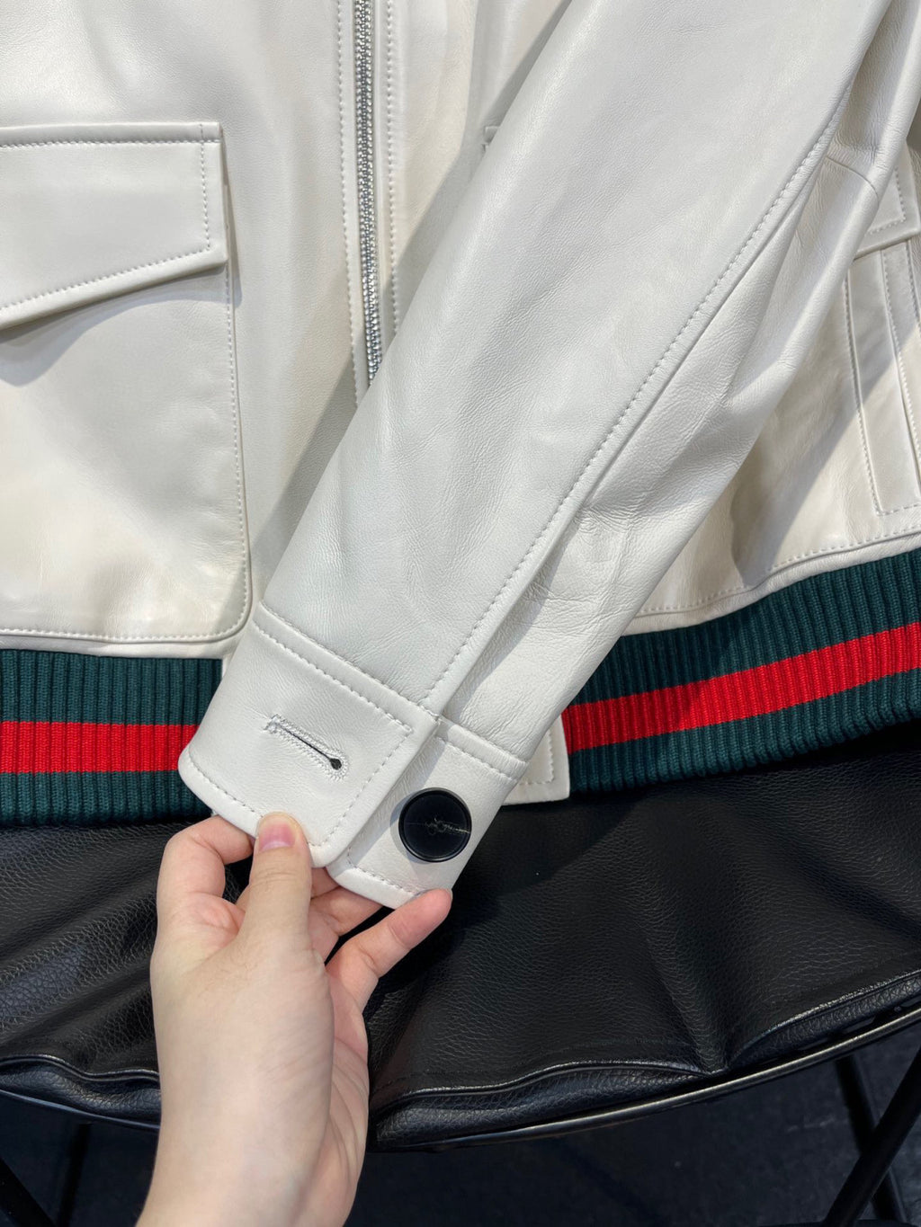 Gucci Leather Zip Jacket Coat #96132