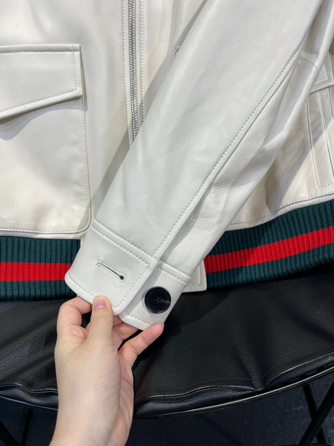 Gucci Leather Zip Jacket Coat #96132