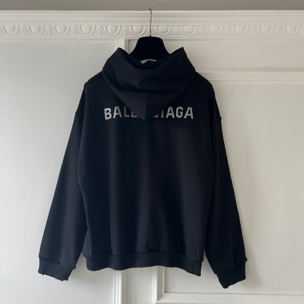 Balenciaga Men's Spring and Autumn Hot Drill Logo Letter Print Black Hooded Sweatshirt #99725