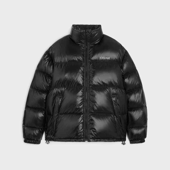 Celine Men's Women's Autumn And Winter Printed Lightweight Nylon Down Jacket Fashion Loose Casual Black Trend 90 White Goose Down Down Jacket #81646