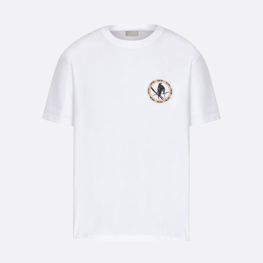 Dior Men's Summer Embroidered Round Label Solid Colour Round Neck Cotton Short Sleeve T-Shirt #97823