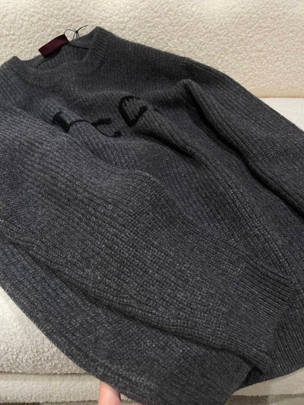 Gucci Wool Cashmere Rib Knit Sweater in Dark Grey and Black #332663