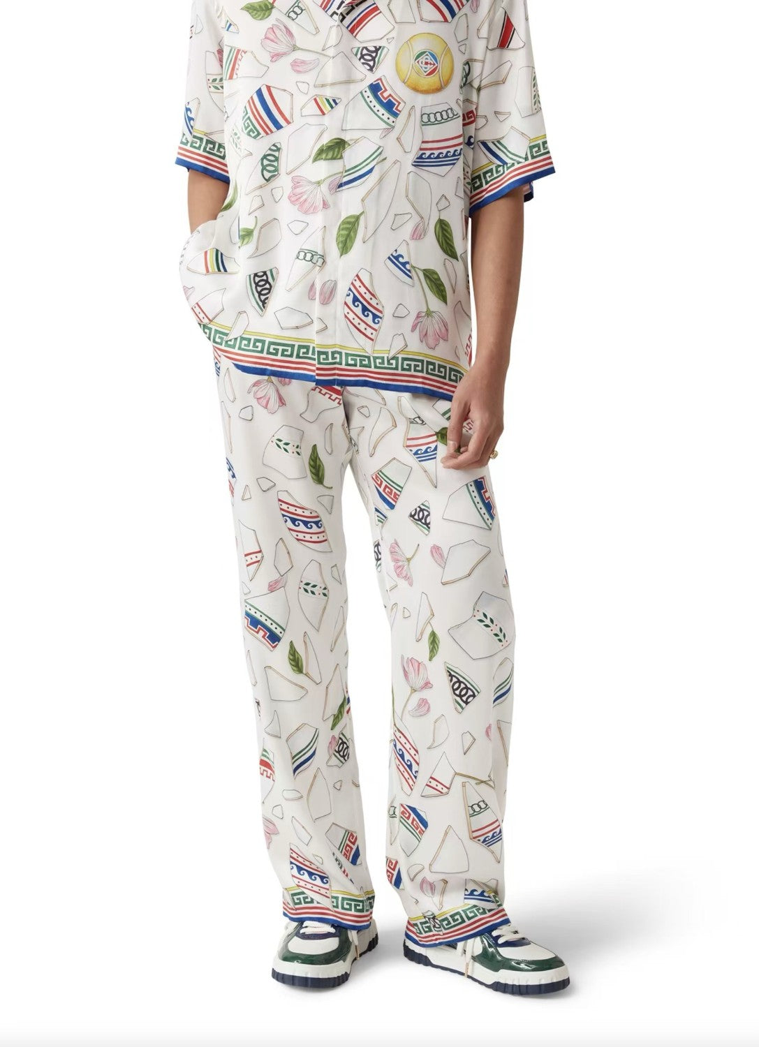 Casablanca Men's Women's Summer Pattern Printed Silk Casual Trousers Pants Ngvp #9924