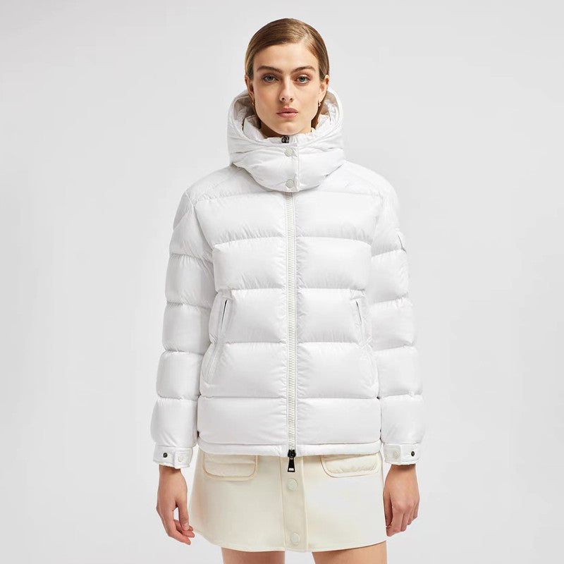 Moncler Men's Women's Maya Series Autumn And Winter Solid Color Zipper Short Warm Hooded Puffer Coat Down Jacket #71728