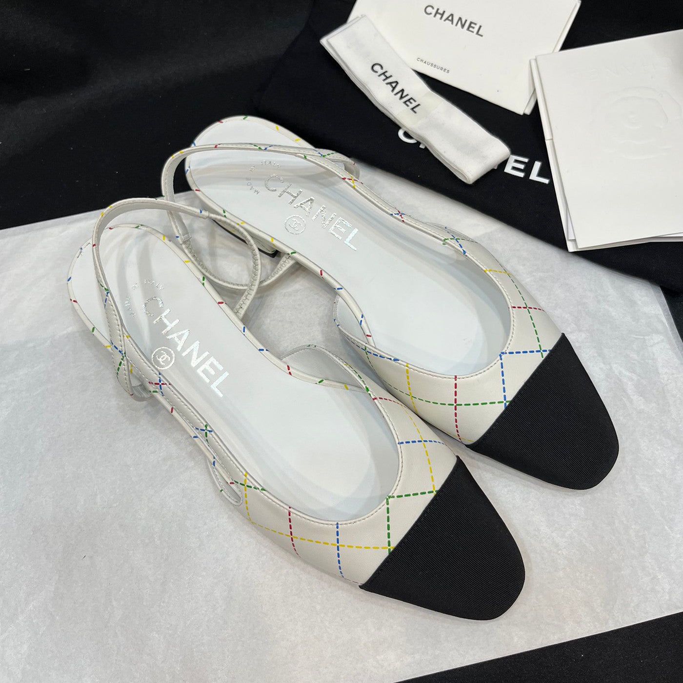 Chanel Women's Spring Summer Solid Colour Leather Round Toe Ballet Sandal Shoes #77255