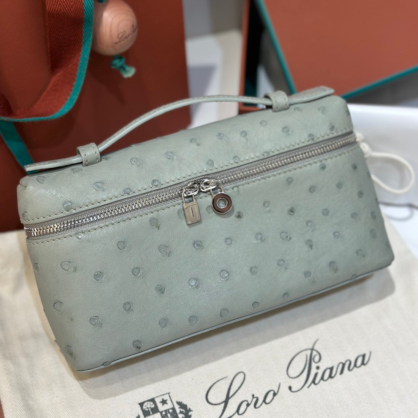 Loro Piana Extra pocket L19 Extra Pocket Women's Solid Color Double Zipper Closure Calfskin Shoulder Bag Bags #75346