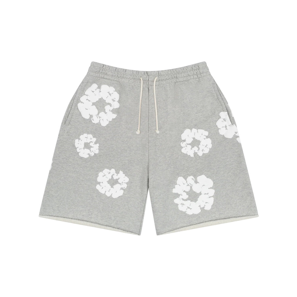 Denim Tears Men's And Women's Summer Fashion Casual Solid-color Printed Pattern Waist Elastic Drawstring Loose Fit Relaxed Shorts #79534