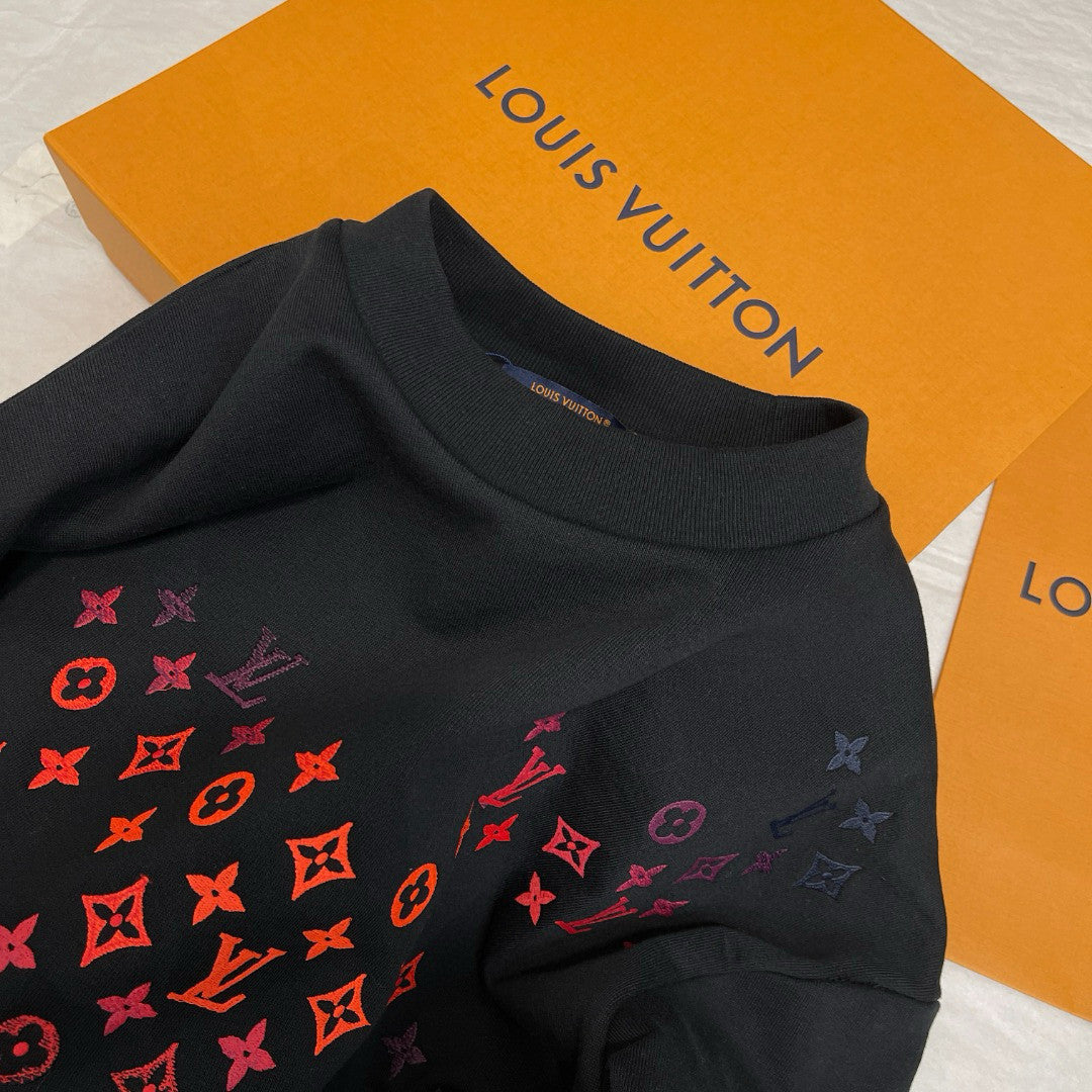 Louis Vuitton Men's Spring and Autumn Logo Embroidery Round Neck Cotton Pullover Sweatshirt #97951