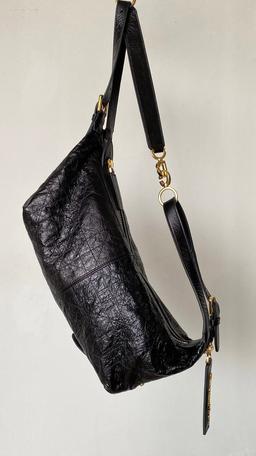 DIOR Medium_D-Journey Bag in Crinkled Calfskin Metallic Gold-Tone Flat Macrocannage #335779