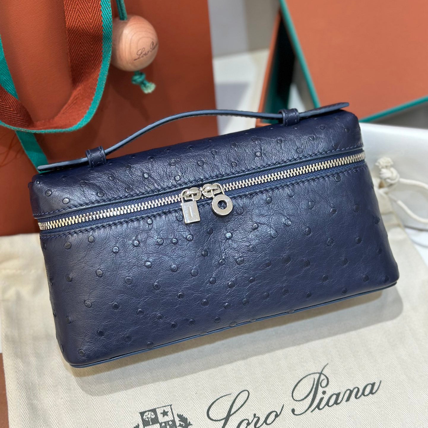 Loro Piana Extra pocket L19 Extra Pocket Women's Solid Color Double Zipper Closure Calfskin Shoulder Bag Bags #75346