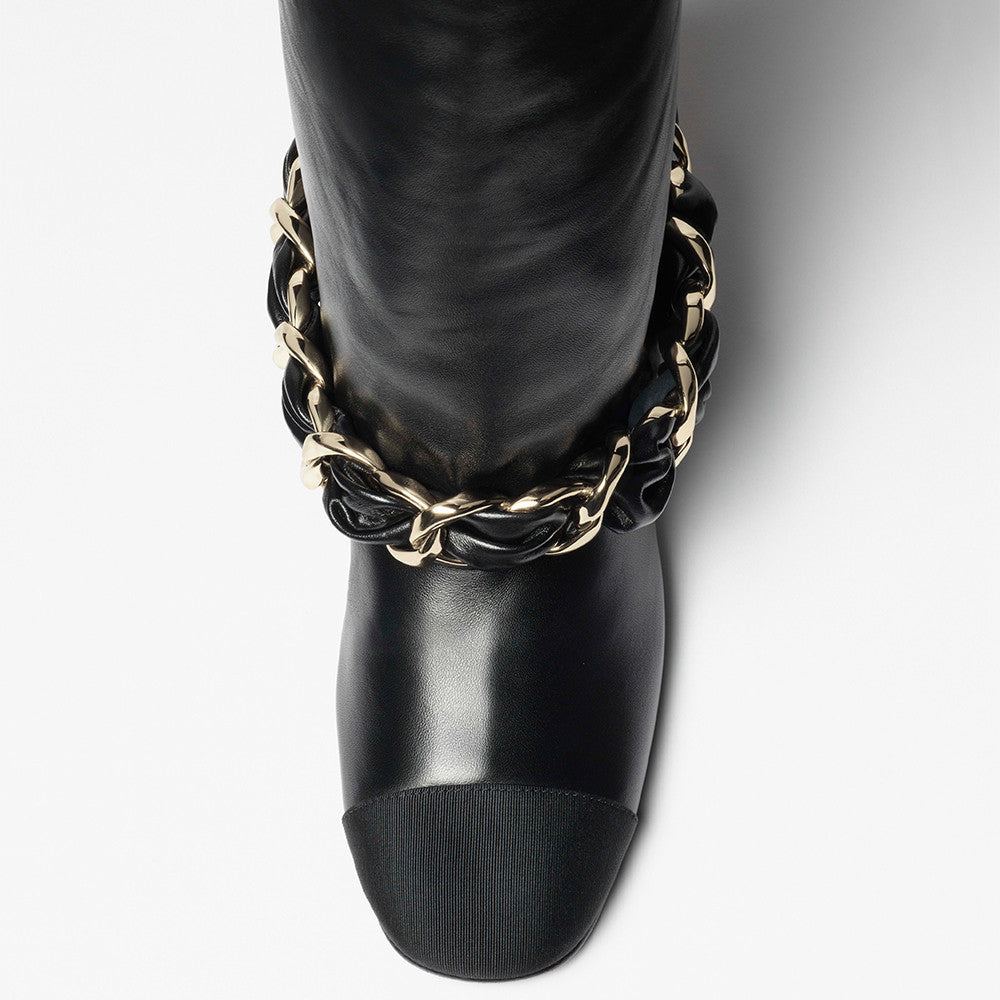 Chanel High Boots Lambskin Grosgrain Black #335049