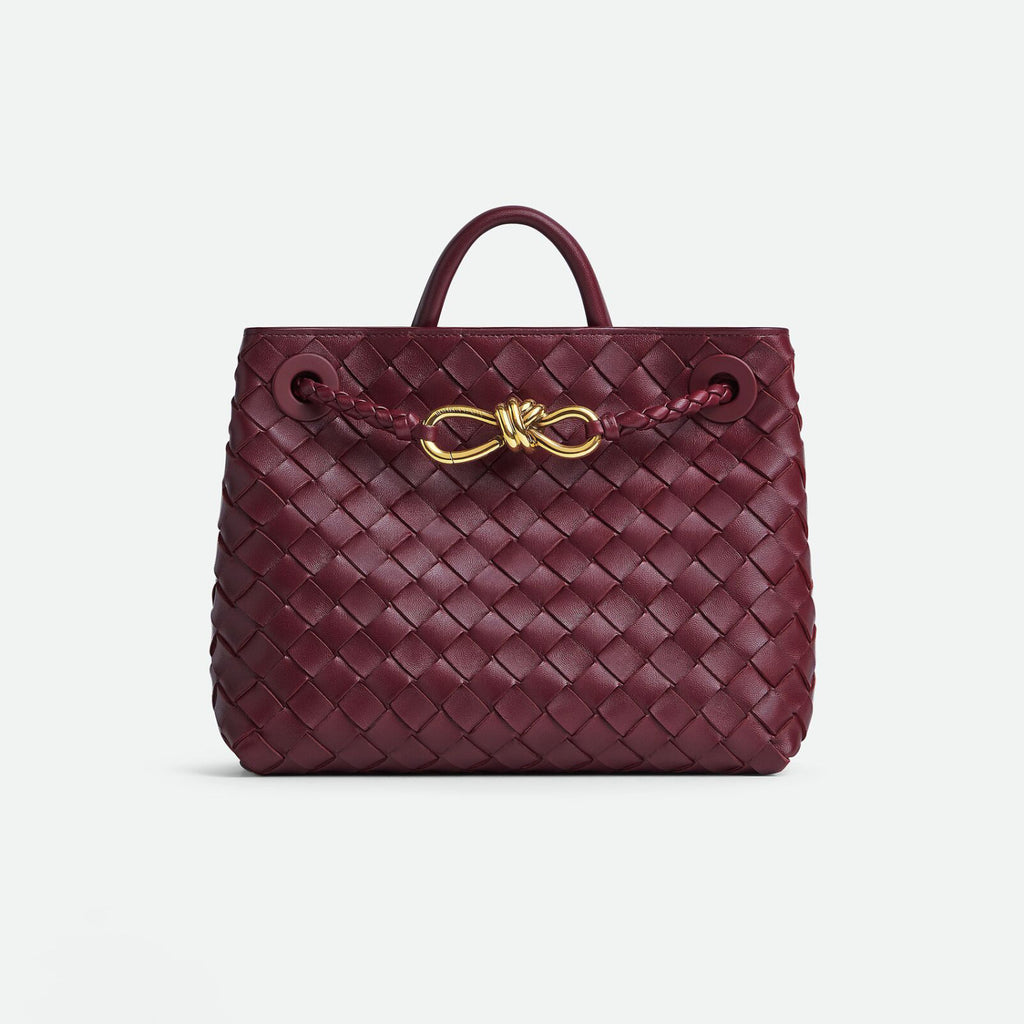 Bottega Veneta Andiamo Women's Fashion Classic Solid-Color Knitted Magnetic Snap Closure Leather Small Shoulder Bag Tote Bag Bags 766014VCPP12273 #79111