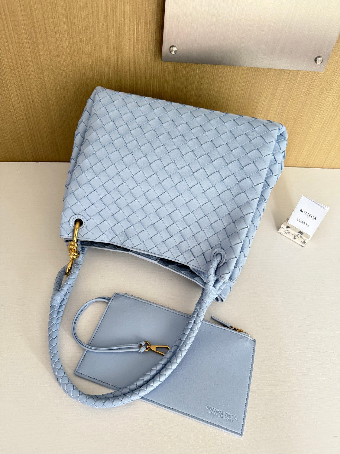 Bottega Veneta Large Parachute Women's Solid Color Lambskin Woven Tote Bag Bags #76484
