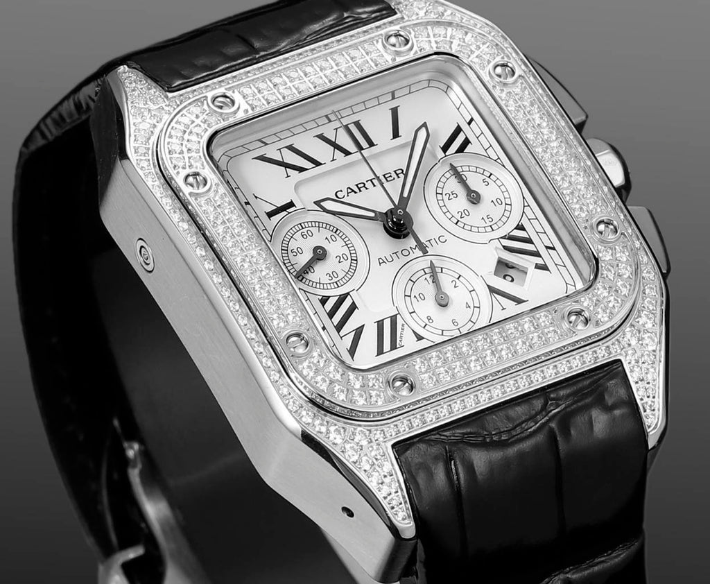 Cartier Santos Men's Automatic Mechanical Movement Roman Scale Date Display Chronograph 100M Water Resistant Mechanical Watch #72997