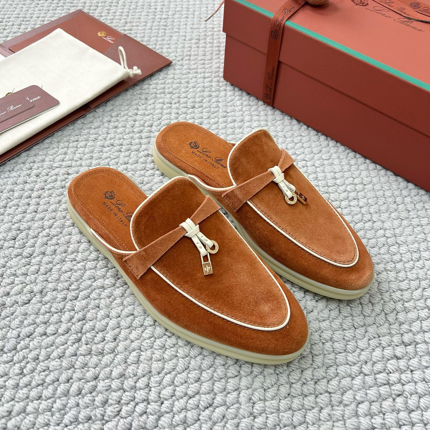Loro Piana Women's Summer Solid Color Suede Simple Comfortable Rubber Bottom Baotou Slippers Shoes #76545