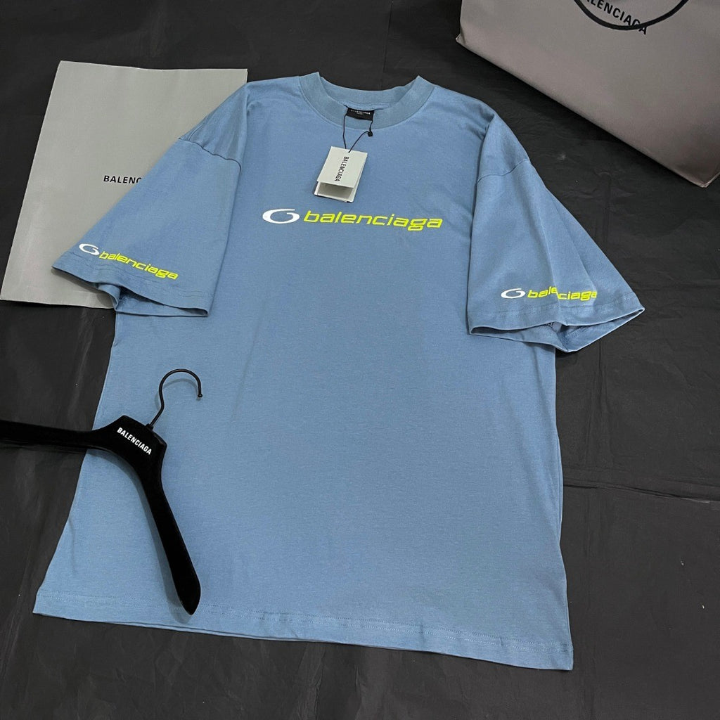 Balenciaga Tracksuit Logo Men's Summer Plain Knit Silhouette Crew Neck Short Sleeve T-Shirt #76524