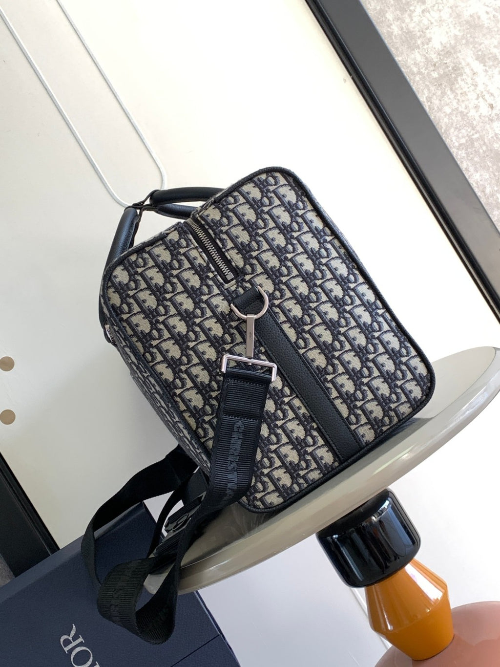DIOR LINGOT 50 Men's and Women's Adjustable Shoulder Strap Letter Printed Leather Canvas Tote Travel Bag Bags #76472
