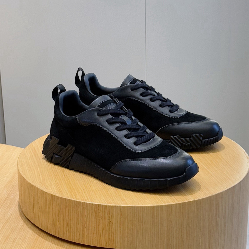 Hermes Men's Spring/Summer Fashion Casual Round Toe Lace Up Contrasting Color Suede Cowhide Low Top Sneakers #78237