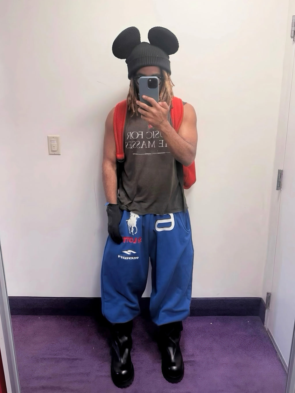 Mowalola Atl Opium Yvl Style Angel War Horse Embroidered Baggy Loose Wide Leg Sweatpants Men's Spring And Fall Fashion Pants #81432