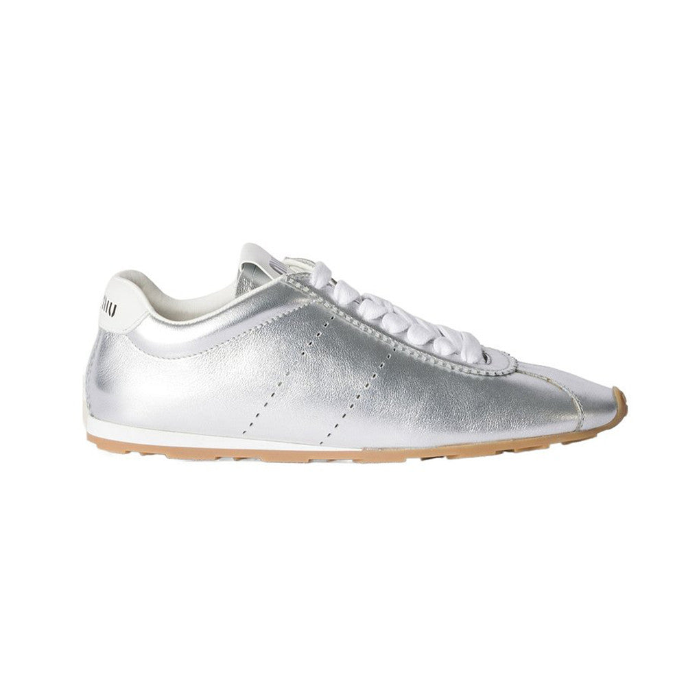 MiuMiu Women's Plume Nappa Leather and Suede Sneakers Four Seasons Round Toe Lace Up Solid Color Low Derby Shoes Casual Shoes #81347