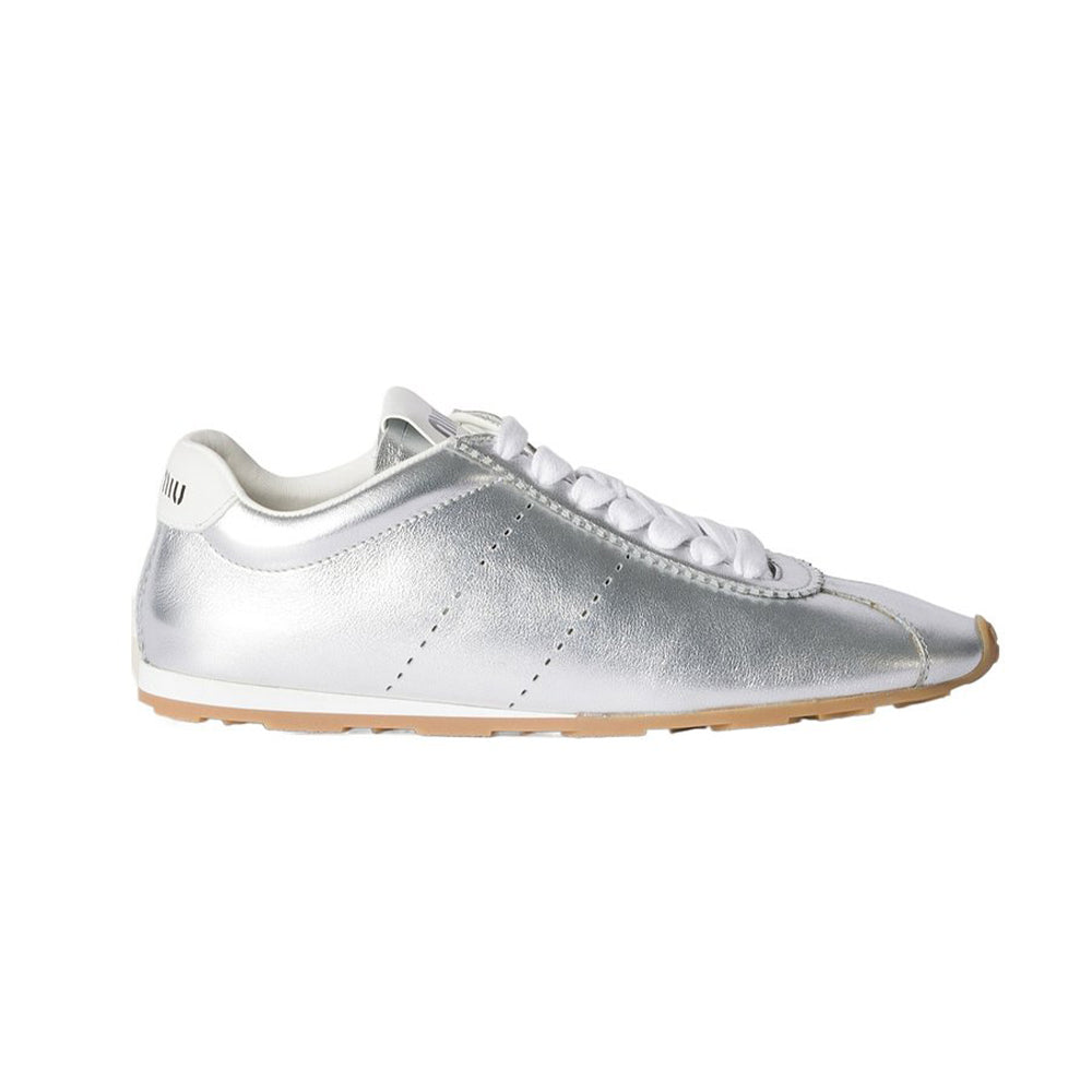 MiuMiu Women's Plume Nappa Leather and Suede Sneakers Four Seasons Round Toe Lace Up Solid Color Low Derby Shoes Casual Shoes #81347