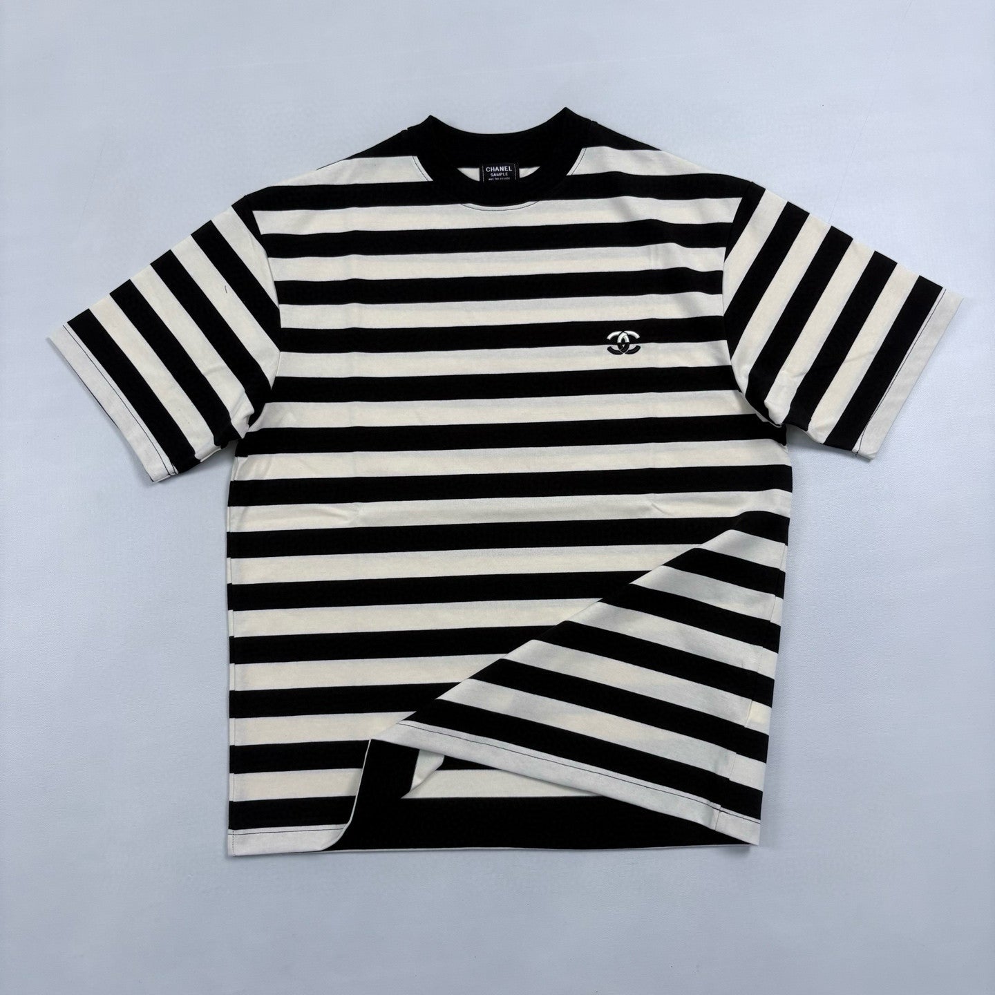 Chanel Men's Summer Striped Logo Solid Color Round Neck Pullover Short Sleeved T-shirt #81554