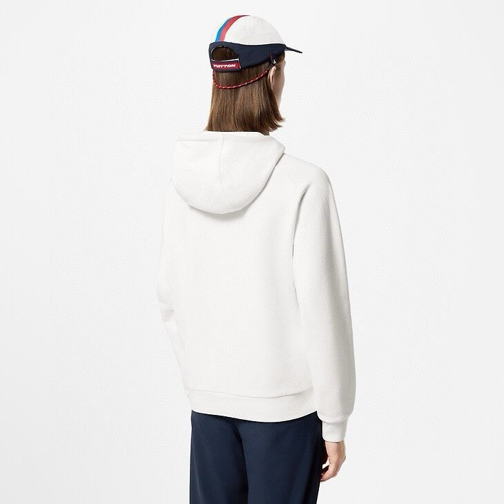 Louis Vuitton Men's Fall/Winter White Hooded Drawstring Logo Long Sleeve Sweatshirt Pullover #72888