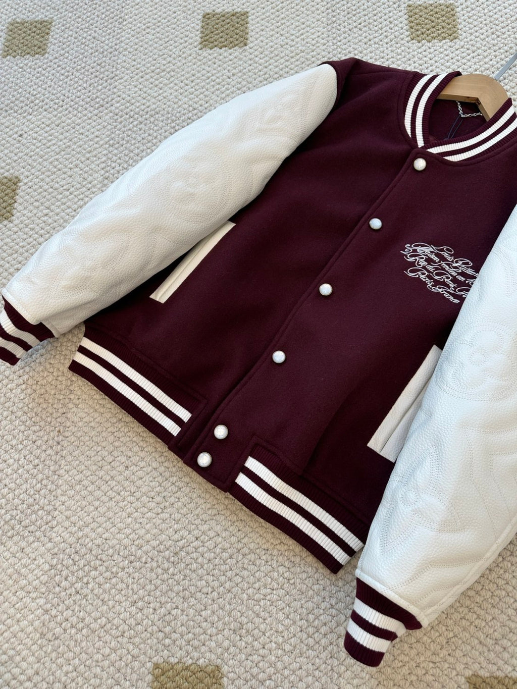 Louis Vuitton Men's Spring And Autumn Color Blocking Logo Letters Embroidered Single Breasted Long Sleeved Baseball Jacket #74677