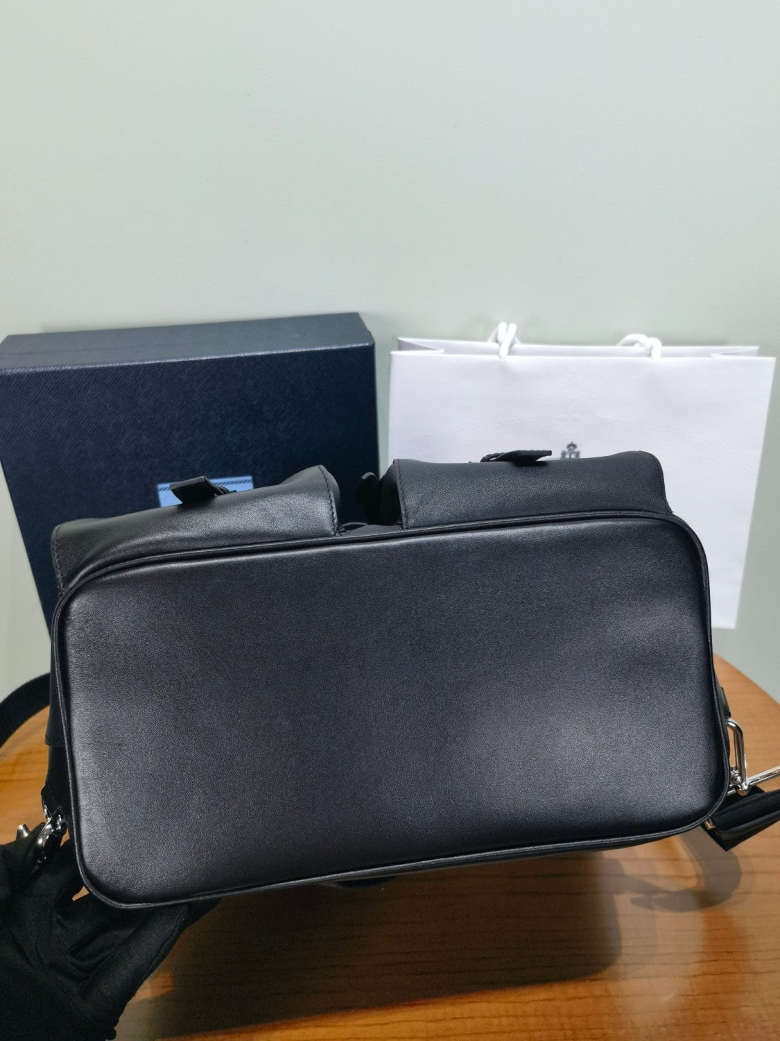 PRADA Black Medium Leather Backpack #383384