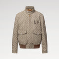 Louis Vuitton Men's Spring Autumn Monogrammed Jacquard Wool Harrington Blouson Zipper Long Sleeve Jacket #71837