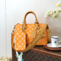 Louis Vuitton Women's Fashion Classic Cream Orange Logo Zipper Closure Leather Shoulder Bag Handbags In Small Medium And Large Sizes Crossbody Bag Bags #78653