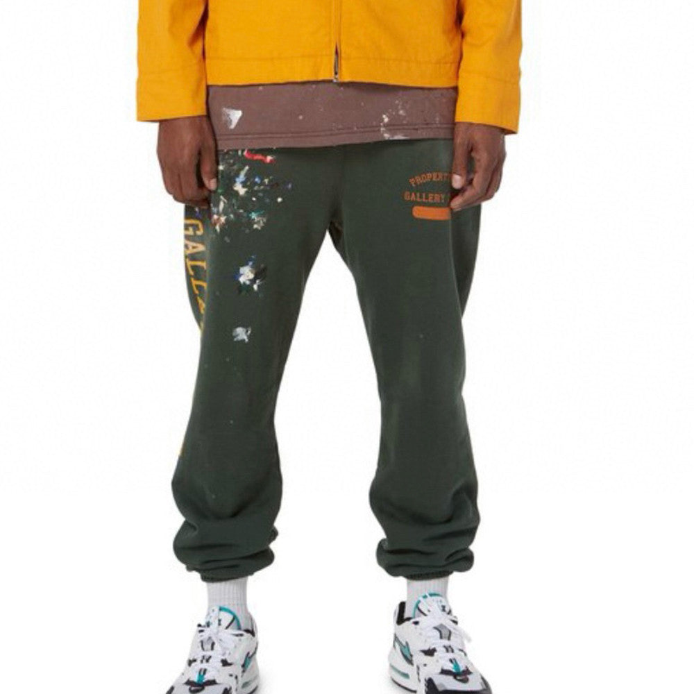 Gallery Dept. Men's Spring And Autumn Graffiti Letters Printing Solid Color Do Old Hooded Sweatshirt Casual Ink Splash Elastic Waist Drawstring Pants Ngvp #9291