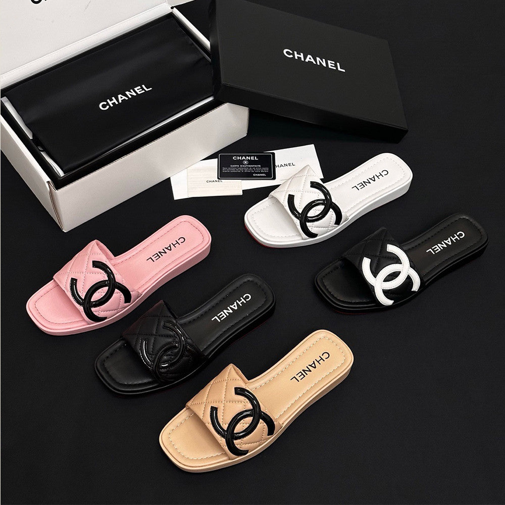 Chanel CC Vintage Diamond Slippers#380066