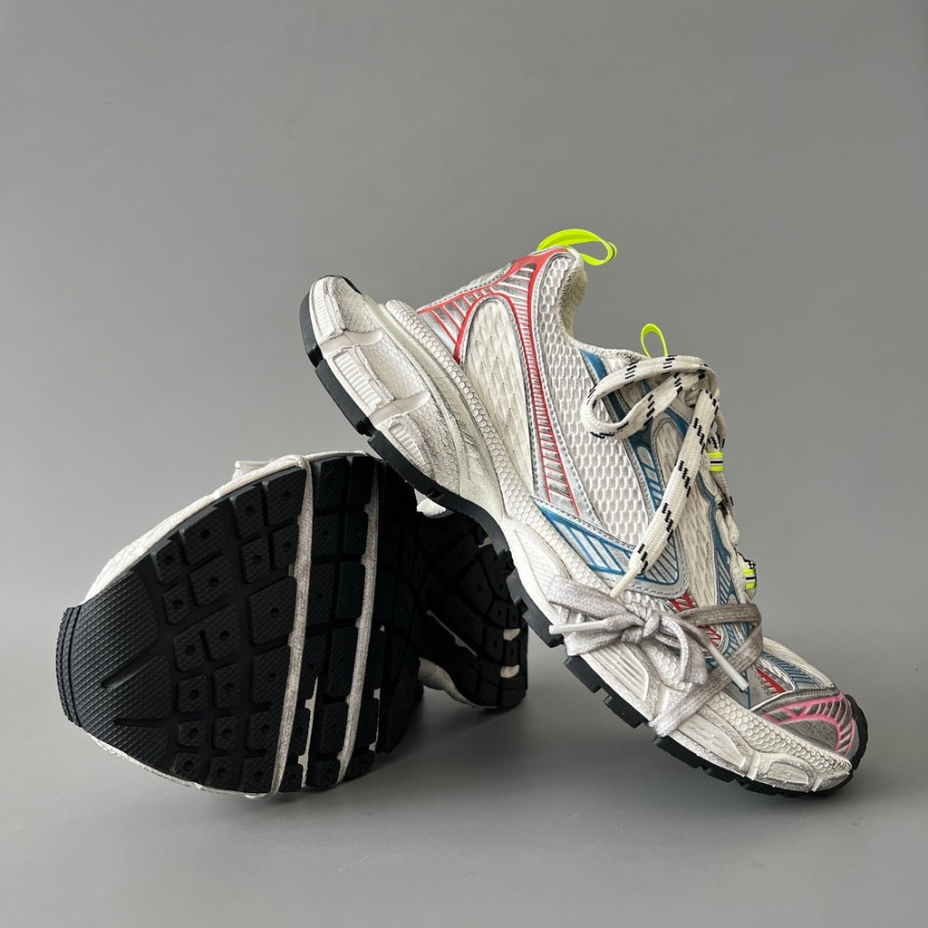 Balenciaga 3XL Men's And Women's Spring/Summer Fashion Casual Drawstring Lace Up Round Toe Mesh Fabric Distressed Low Top Color Blocked Sneakers Shoes #78262