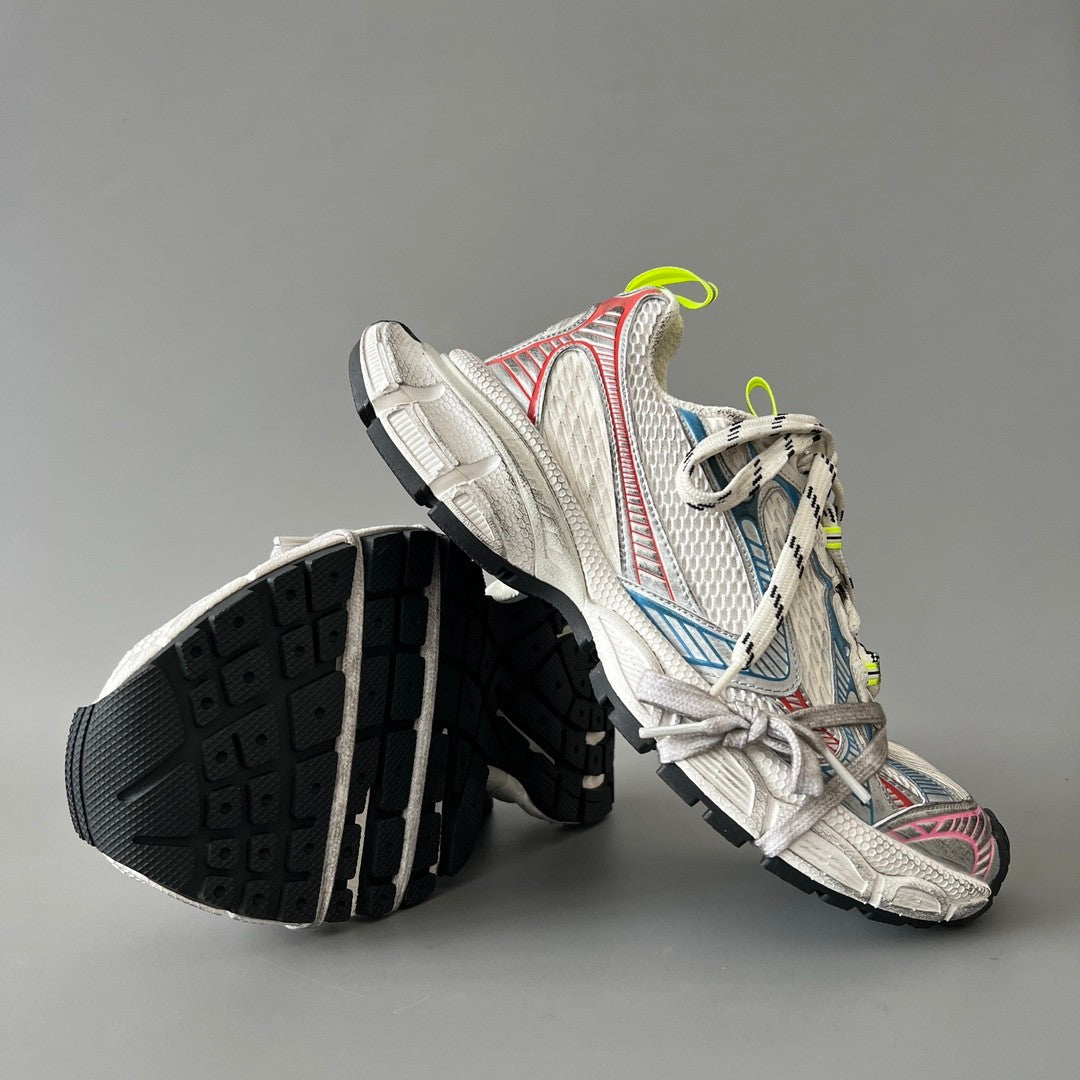 Balenciaga 3XL Men's And Women's Spring/Summer Fashion Casual Drawstring Lace Up Round Toe Mesh Fabric Distressed Low Top Color Blocked Sneakers Shoes #78262