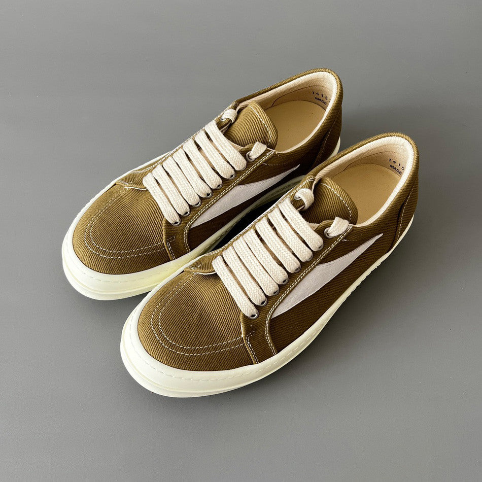Rick Owens DRKSHDW Men's And Women's Spring/Summer Fashion Casual Round Toe Lace Up Low Top Twill Canvas Shoes #78281