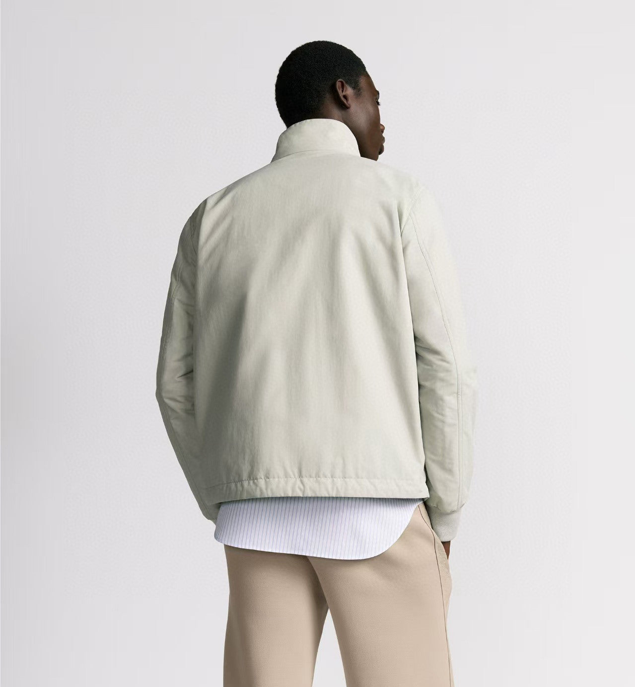 Dior Men's CD Icon Harrington Jacket Spring/Fall Solid Color Stand Collar Zipper-Front Long Sleeve Coat #81575