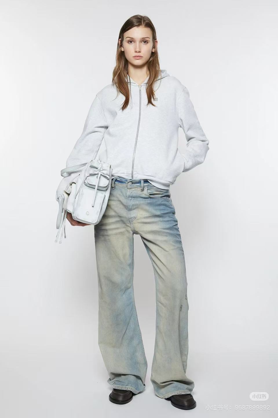 Acne Studios Men's Women's Fall And Winter Light Blue Dirty Vintage Washed Denim Jacket Fashion Casual Straight Jeans Pants Suit Set Ngvp #2652
